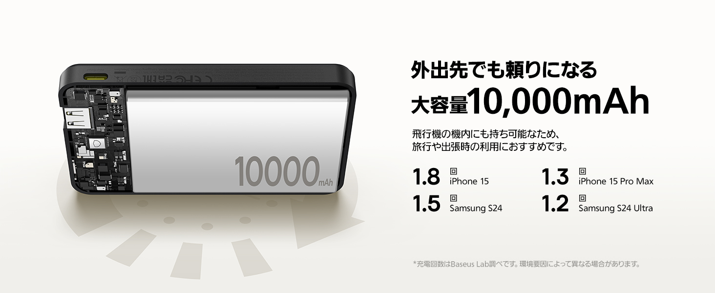 モバイルバッテリー Qi2 ワイヤレス充電 マグネット式 10000mAh PD 20W QC 22.5W 急速充電