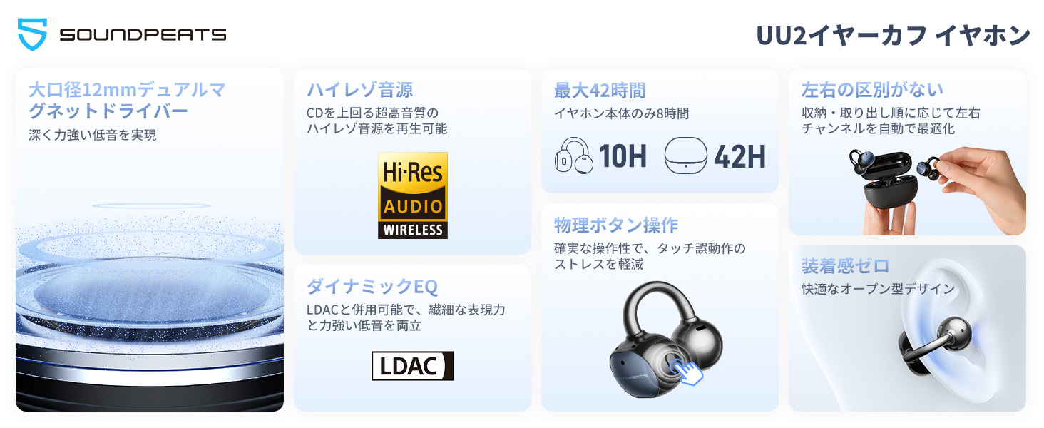 SOUNDPEATS(サウンドピーツ) UU2イヤーカフ